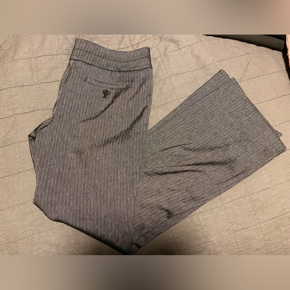 Loft dress pants. Black and white/silver herringbone. Bootcut. Size 6.